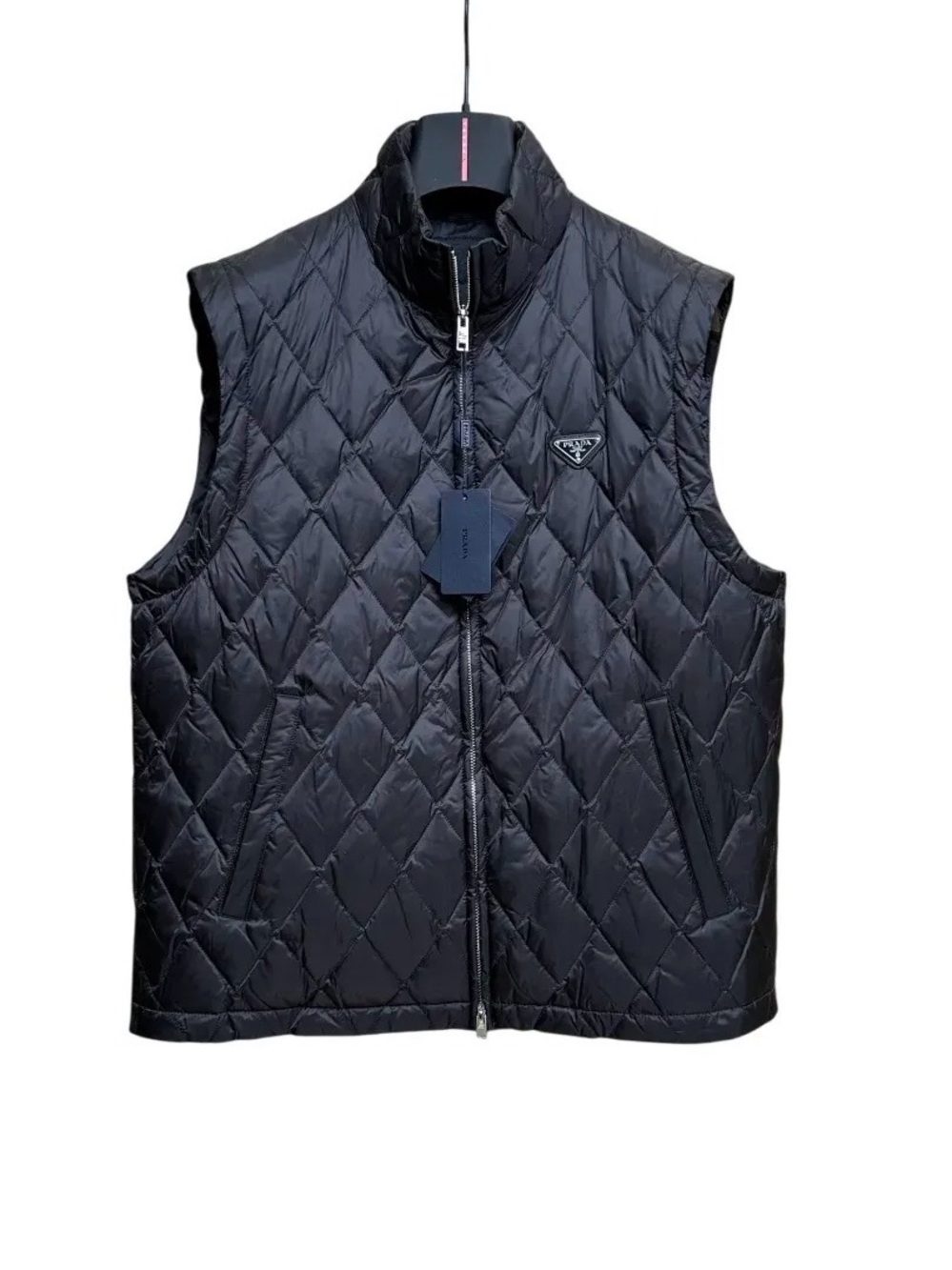 Prada Black Quilted Diamond-Pattern Vest